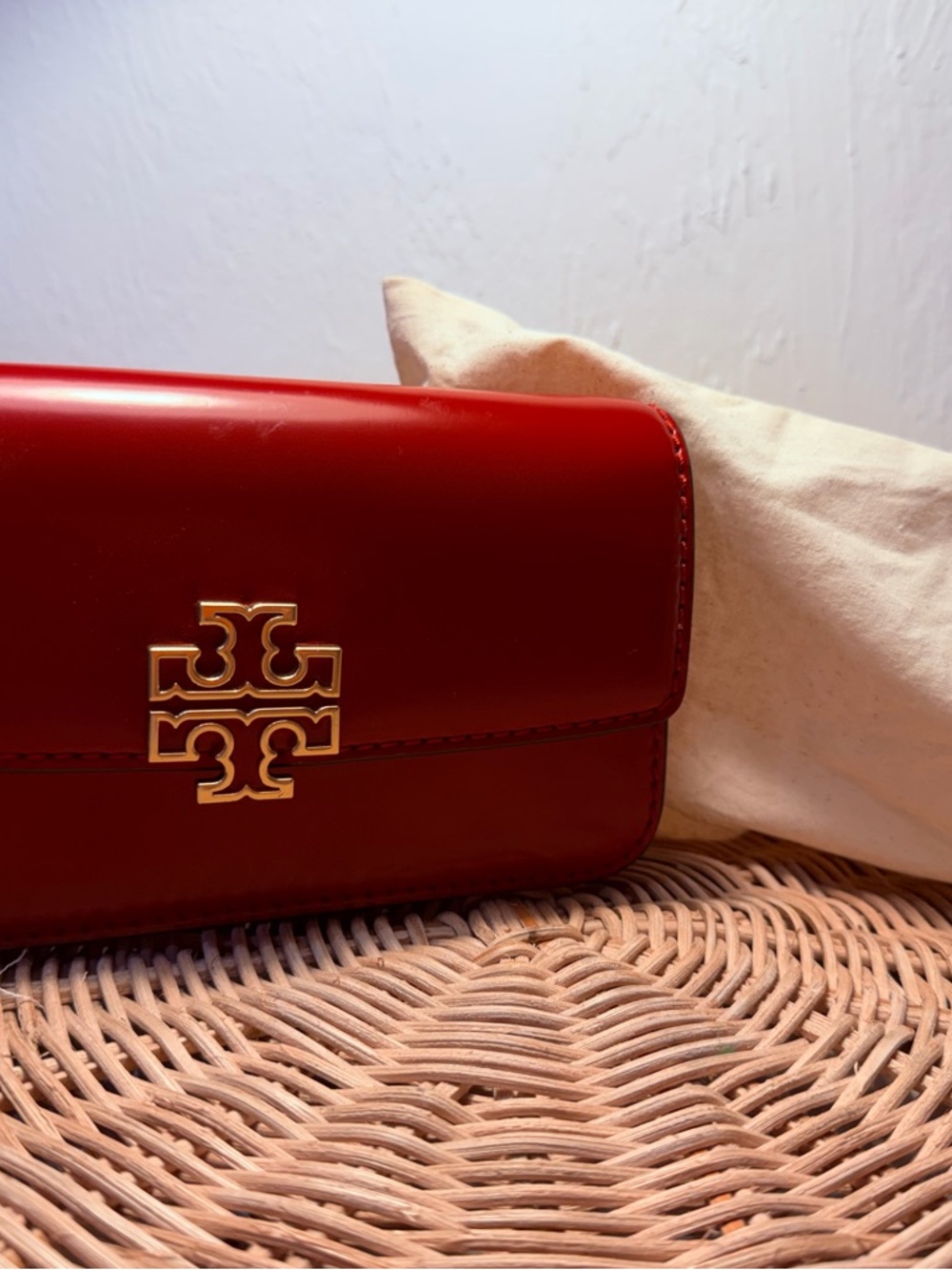 Tory Burch Red Patent Leather Crossbody with Gold Logo